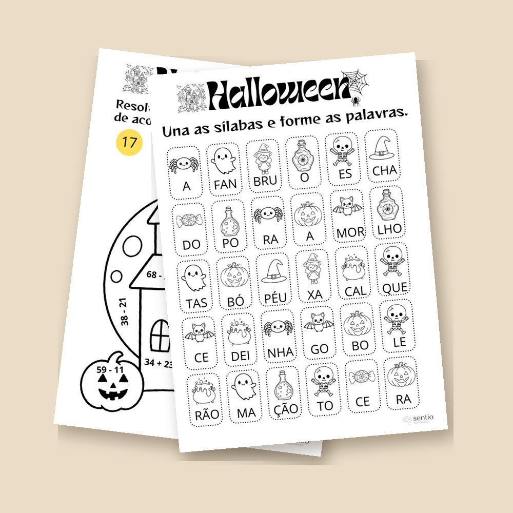 Capa do material Halloween — Sílabas e Cálculos
